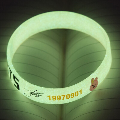 

KPOP BTS Bangtan Boys Luminous Silicone Bracelet Cartoon Image Print Bracelet Unisex Hot Gift for Fans
