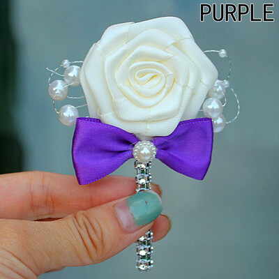 

Corsage Flowers Wrist Buttonhole Womens Brooch Bridal Brooches Roses Beads Prom