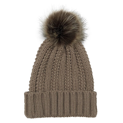 

Women Winter Warm Chunky Knitted Crochet Beanie Hat Fur Pom Ball Ski Cap Outdoor