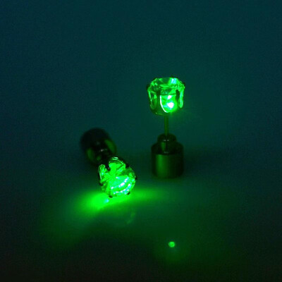 

LED Luminous Zirconia Stone Ear Stud Earrings for Nightclubs Dance Party Accessories Light Up LED Bling Ear Studs