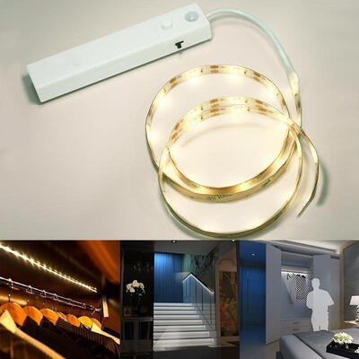 

Battery Wireless PIR Motion Sensor 30 LED Wardrobe Under Bed 1M Strip Light