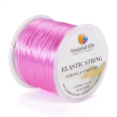 

PH PANDAHALL 1 Roll 60m Pink Elastic Stretch Fibre Wire Beading Cords Threads Craft Bracelet Beads Thread