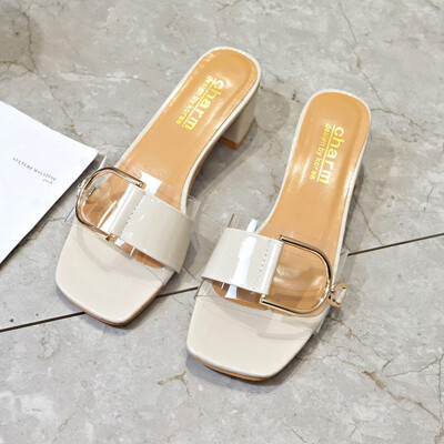

Ins slippers for women wearing the same transparent flip-flops in summer