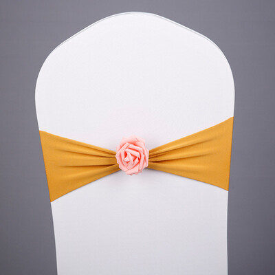 

Chair Sash Bow Elastic Chair Ribbon Back Tie Bands Pink Flower for Wedding Party Ceremony Banquet