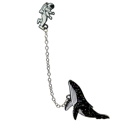 

The New Cosmic Space Whales Cartoon Badge Metal Alloy Clothing Collar Pin The Astronaut Drip Brooch