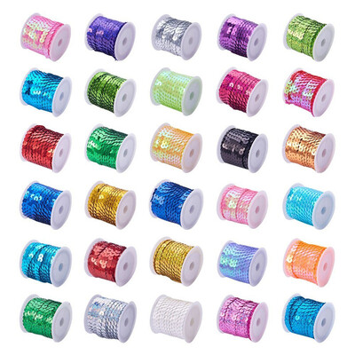 

PH PANDAHALL 30 Rolls Rainbow Environmental Plastic Paillette Beads Sequin Roll PVC Spangles