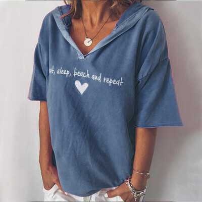 

Starmoon Women Fashion Casual Short Sleeve V-neck Letter Print Tops T-Shirt Blouse