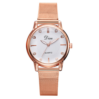 

Disu Luxury Rose Gold Mesh Women Watches Ladies Clock Fashion Diamond Female Quartz Wristwatches relogio feminino zegarek damski