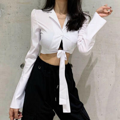 

Women Long Sleeve Casual Buttons Shirt Ladies Plain OL Office Work Blouse Tops