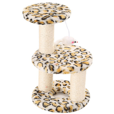 

3 Layer Cat Climbing Tree Sisal Scratching Post Board Hanging Plush Mouse Toy Cat Activity Center Cat Jumping Standing Furniture
