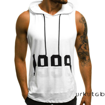 

Mens Sports Sleeveless Muscle Fit Hoodies Pullover Tank Top Vest Bodybuilding