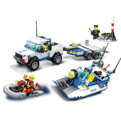 

453pcs City Police Water Motor Boat Car Coastguard Building Block Brick Toy 52012