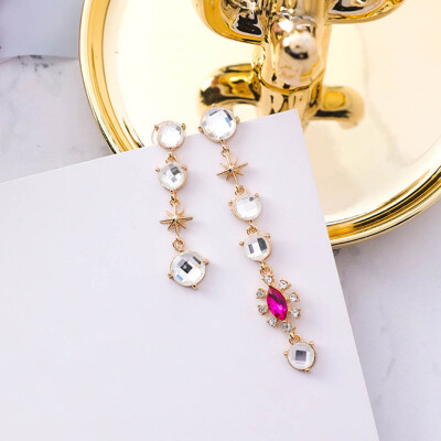 

Asymmetry Luxury Crystal Rhinestone Long Drop Earrings for Women Fashion Shiny Star Statement Jewelry Earring Pendientes