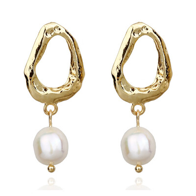 

EK521 Pearl Drop Earring for Women Geometric Gold Color Metal Earring Statement Jewelry ZA Women Valentines Day Gift Wedding