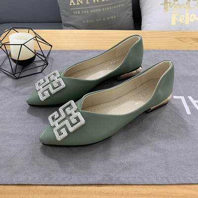 

Single-shoe female hundred summer water drill square buckle tip granny shoes lazy person a foot shallow mouth tide