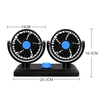 

Dual Head Fan Car Automotive 12V 360 Degree Rotation Dashboard Mount Electric Cooling Fan
