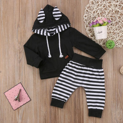 

2pcs Newborn Kids Baby Boys Tops Hoodie T-shirt Shorts Pants Outfit Clothes Set