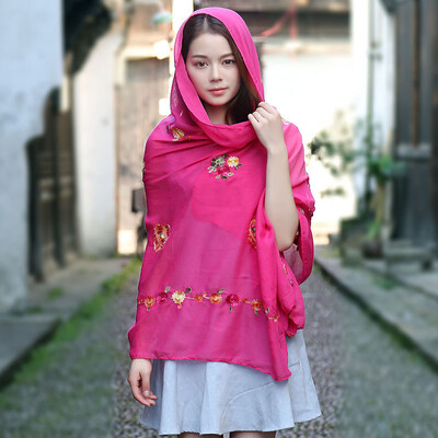 

Summer new national wind cashew flower cotton&linen scarf sunscreen shawl retro embroidered silk scarf female shawl wholesale
