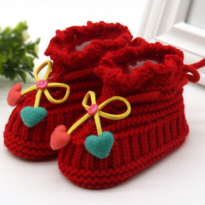 

Woolen Baby Shoes Infants Crochet Knit Fleece Warm Boots Toddler Girl Boy Wool Snow Crib Shoes Winter Booties