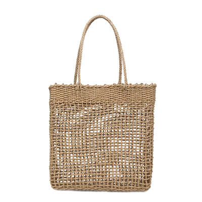 

Straw Weaving Shoulder Handbags Casual Women Knitting Hollow Shopping Totes