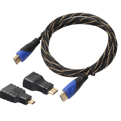 

New Braided HDMI Cable Mini & Micro HDMI Adapter V14 HD 3D for Xbox HDTV