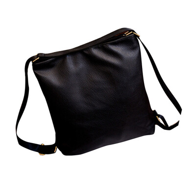 

Tailored Women Fashion Shoulder Bags Messenger Backpack School Bag Black Leather Design