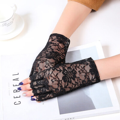 

New Fashion Short Half-Finger Lace Gloves For Women Ultra-Thin Summer Sunscreen Gloves Outdoor Uv Protection