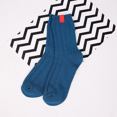 

1Pair Thick Warm Women Socks Solid Color Striped Autumn Winter Cotton Tube Socks