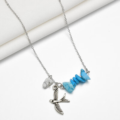 

New Bohemian Irregular Stone Pendant Necklace For Women Gold Link Chain Necklaces Best Friends Gifts Birthday Christmas Jewelry