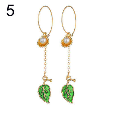 

Fashion Women Hollow Circle Heart Leaf Long Chain Dangle Hoop Earrings Jewelry