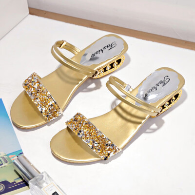 

Sandals Fairy Wind Summer Korean Version Baitao Middle-heeled&Rough-heeled Ins Tide Buckle Roman Shoes