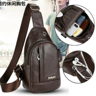 

Mens Shoulder Bag Sling Chest Pack Canvas Charging Sports Crossbody Handbag ED