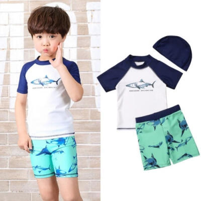 

3pcs Baby Kids Boys Shark Swimwear Surfing Swimsuit Beachwear Rashguard