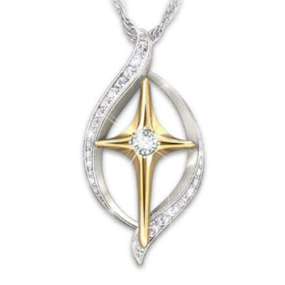 

Fashion Women Silver Gold Faith Is Believing Diamond Pendant Necklace Jewelry