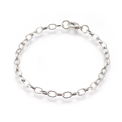 

Iron Cable Chain Bracelet Making with Lobster Claw Clasps Platinum 205mm Clasp 12x7x3mm Link 7x45x1mm