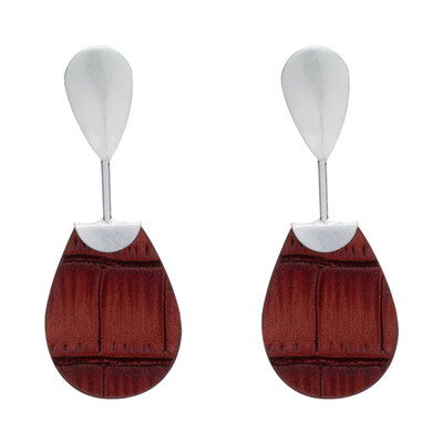 

Fashion Women Drop Embossed Faux Leather Dangle Pendant Ear Stud Earrings Gift