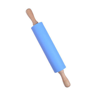 

30cm Wooden Handle Silicone Rolling Pin Non-Stick Kitchen Baking Cooking Tool