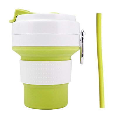 

Portable Silicone Travel Cup Foldable Cup with Straw for Outdoor Camping Travel Office BPA Free 350ml118OZ