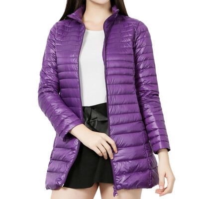 

Toponeto Womens Light weight Packable Down Coat Stand Collar Long Down Jacket