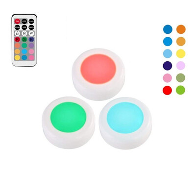 

3 Lights 1 Remote Controller IR Remote Controller Night Light RGB Multi-color 3M Adhesive Tape 13 colors LED Lamp