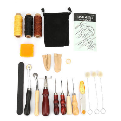 

Greensen 27pcs DIY Leather Handwork Punch Leather Wheel Tool&Awl Wax Thread Leather Tool Kit