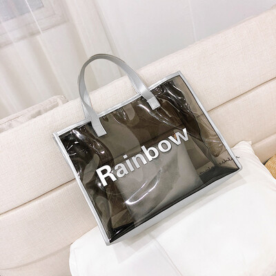 

Tailored 2pc Women Rainbow Shoulder Bag Candy Color Waterproof Messenger Bag Handle Bag