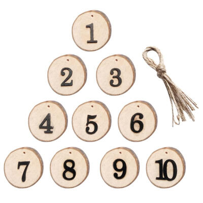 

10pcs Retro 1-10 Wood Table Numbers Tag Wedding Hanging Seats Numberic Sign