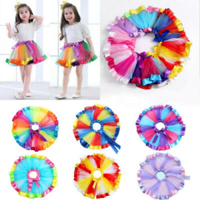 

2019 Rainbow Skirt Costume Princess Toddler Kids Baby Girls Party Tutu Dresses