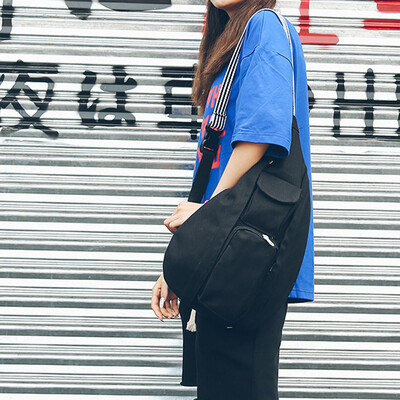 

Tailored Fashion Neutral Solid Color Canvas Messenger Shoulder Bag Chest Bag Waist Bag