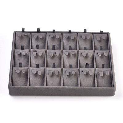 

PU Leather Earring Displays with Wood Jewelry Display Gray 243x18x34cm