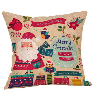 

Siaonvr Cotton Linen Christmas Santa Claus Tree Zipper Closure Pillow Case Throw Cushion