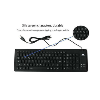 

Silicone Waterproof 103-Key USB Wired French Membrane Keyboard For Laptop Desktop Notebook Computer