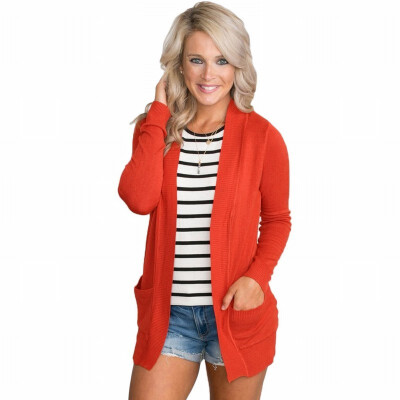 

Long sleeve cardigan sweater coat casual womens knitted sweater