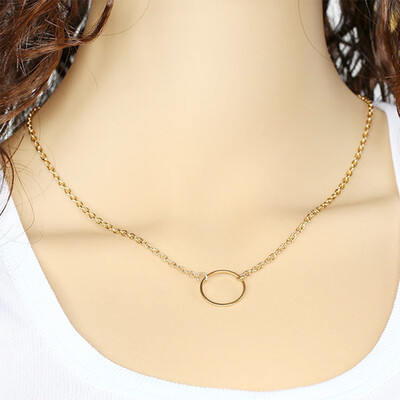 

Hot Shiny Paved Tiny Crysral Circle Round Necklaces & Pendants Silver Rose Gold Color Chain Jewelry For Women